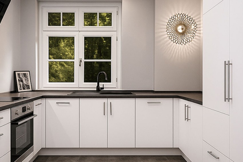 weiße Küche für die Wohnung